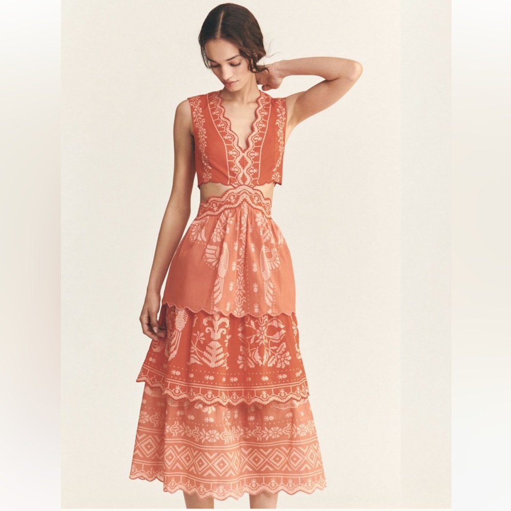 Farm rio ruffle eleylet cut out dress size medium